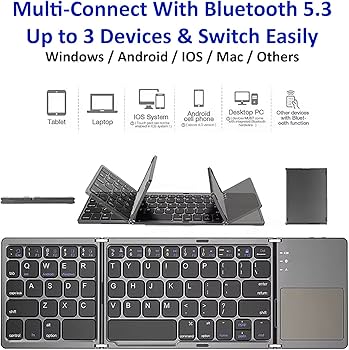 Amazon.com: Tek Styz Slim Foldable Wireless Keyboard Compatible